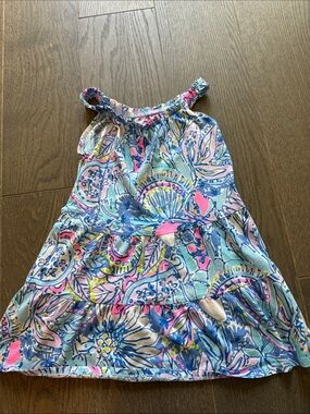 Lilly Pulitzer Girls Floral Sundress in Blue Pink Yellow